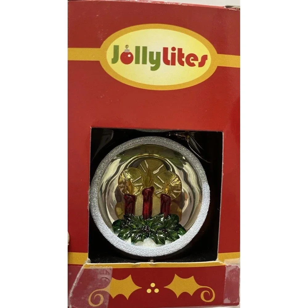 Christmas JollyLites Christmas Ornaments Illuminated Set Of 2 Candles Wreath